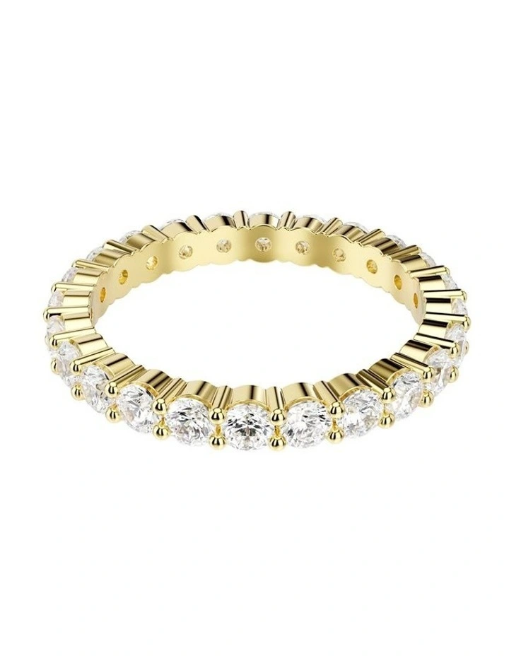 Round Cut Gold-Tone Plated Matrix Vittore Band Ring in White image 4