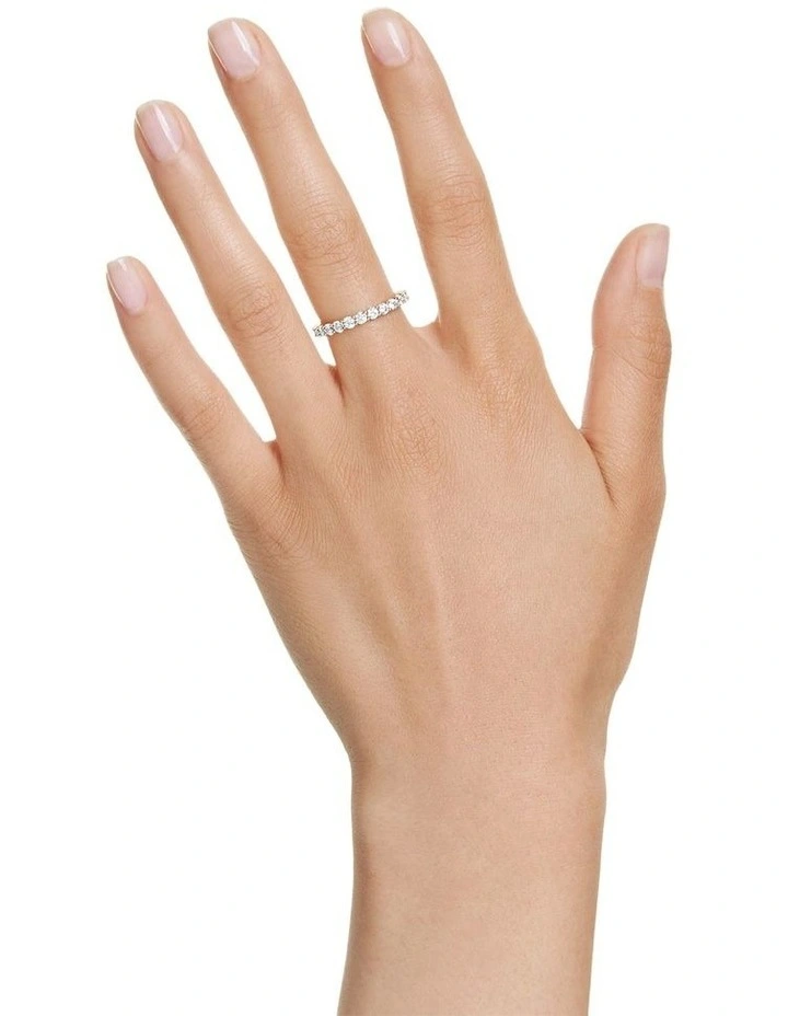 Round Cut Gold-Tone Plated Matrix Vittore Band Ring in White image 5