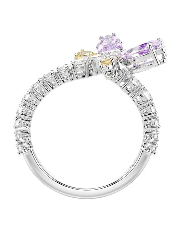 Mixed Cuts Dragonfly Rhodium Plated Motif Ring in Multi image 3