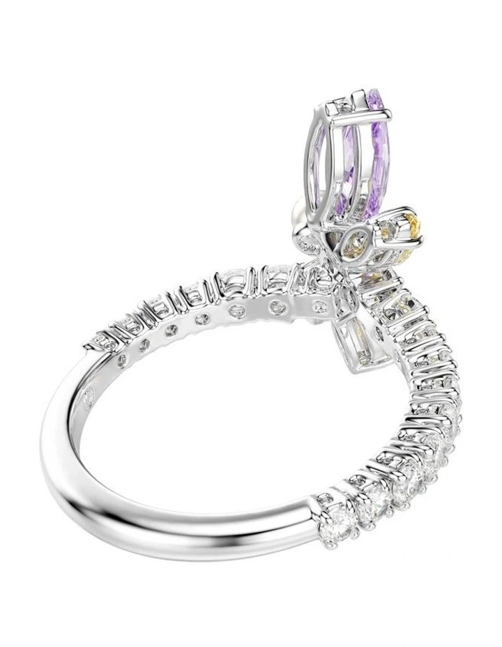 Mixed Cuts Dragonfly Rhodium Plated Motif Ring in Multi image 4