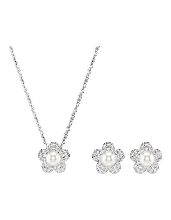 Crystal Pearl Round Cut Ariana Grande X Jewelry Set in White image 1