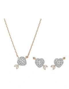 Heart With Arrow Rose Gold-Tone Plated Idyllia Set Mixed Cuts in White