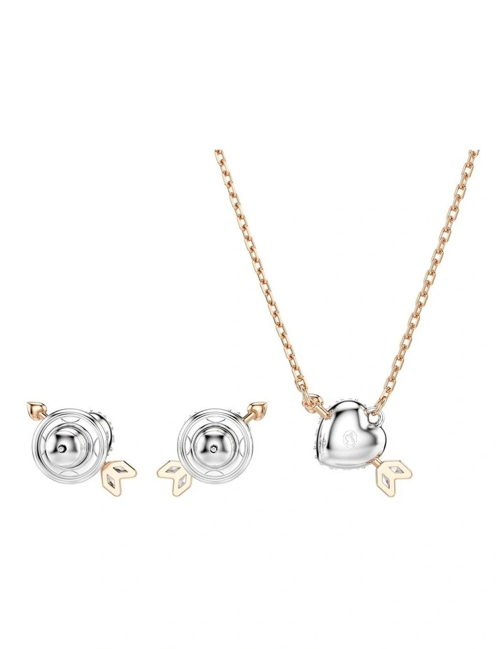 Heart With Arrow Rose Gold-Tone Plated Idyllia Set Mixed Cuts in White image 4