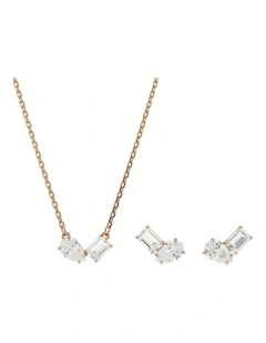 Octagon Cut Rose Gold-Tone Plated Mesmera Set Pear Cutin White