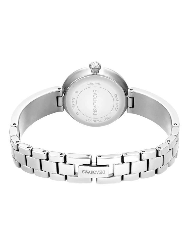 Swiss Made Crystal Bracelet Stainless Steel Matrix Pearl Bangle Watch in White image 3