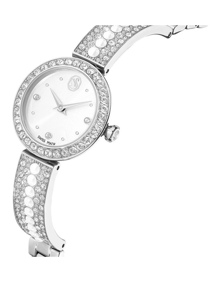 Swiss Made Crystal Bracelet Stainless Steel Matrix Pearl Bangle Watch in White image 4