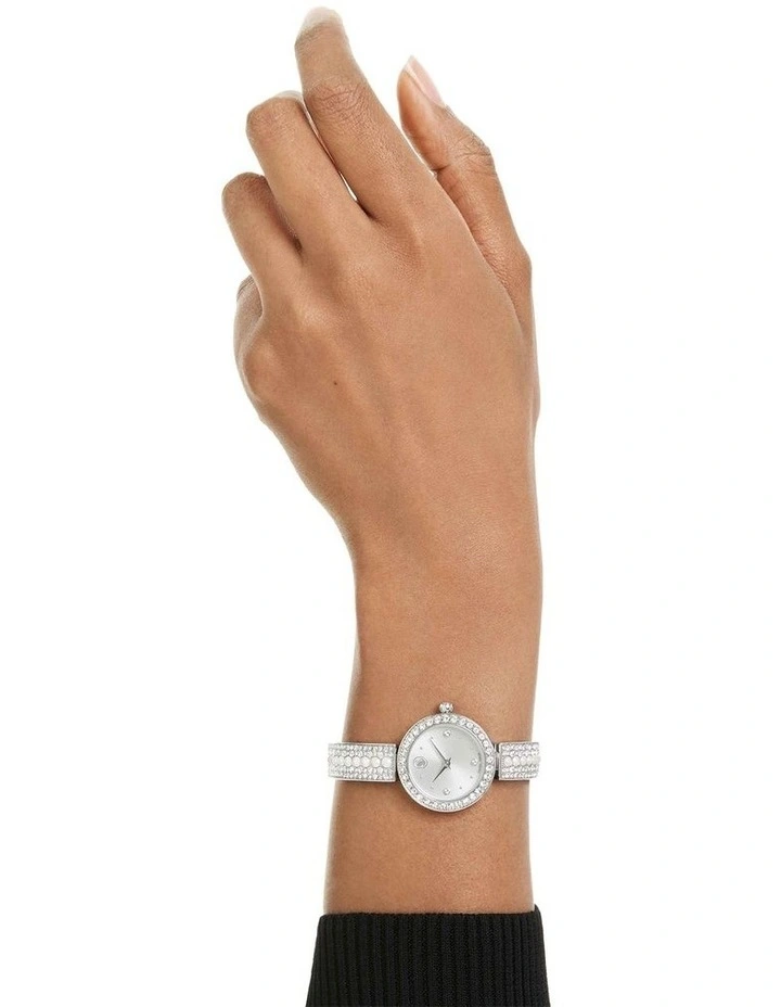 Swiss Made Crystal Bracelet Stainless Steel Matrix Pearl Bangle Watch in White image 7