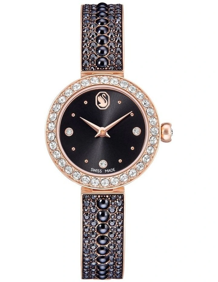 Rose Gold-Tone Finish Matrix Pearl Bangle Watch in Black image 1