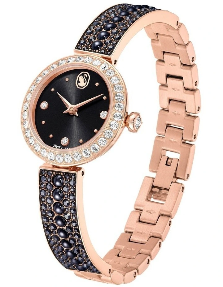 Rose Gold-Tone Finish Matrix Pearl Bangle Watch in Black image 2