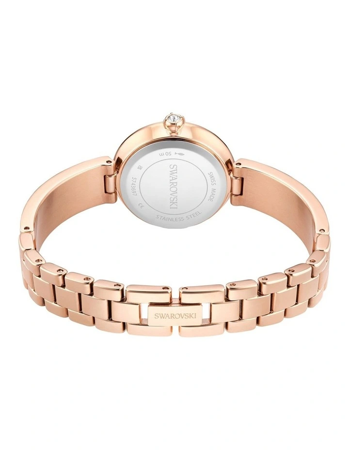 Rose Gold-Tone Finish Matrix Pearl Bangle Watch in Black image 3
