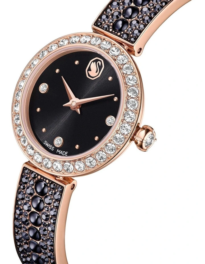 Rose Gold-Tone Finish Matrix Pearl Bangle Watch in Black image 4