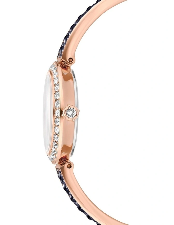 Rose Gold-Tone Finish Matrix Pearl Bangle Watch in Black image 5
