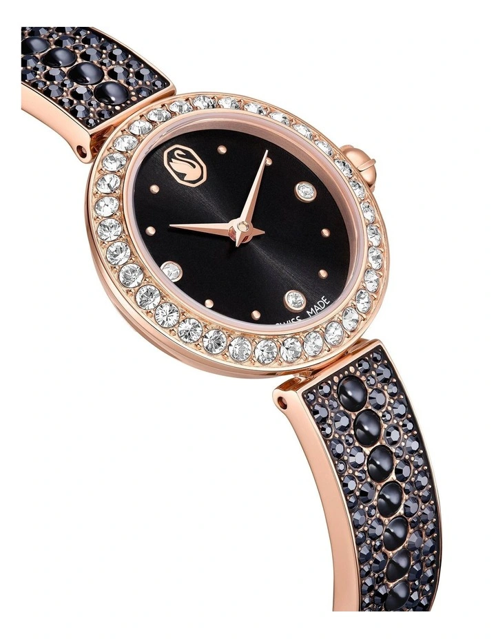 Rose Gold-Tone Finish Matrix Pearl Bangle Watch in Black image 6