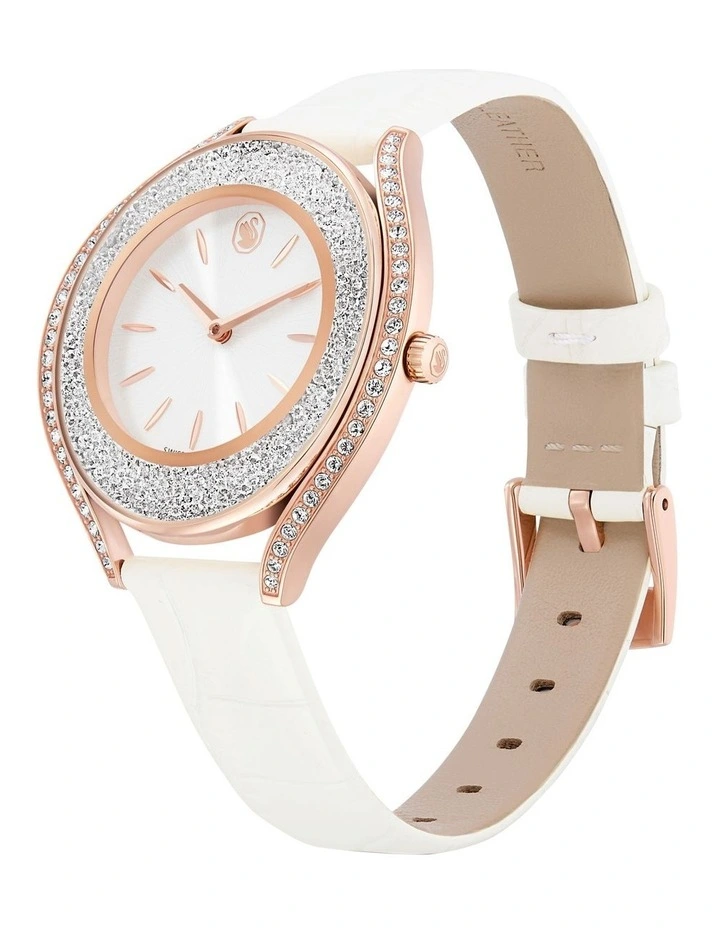 Rose Gold-Tone Finish Crystalline Aura Watch in White image 2