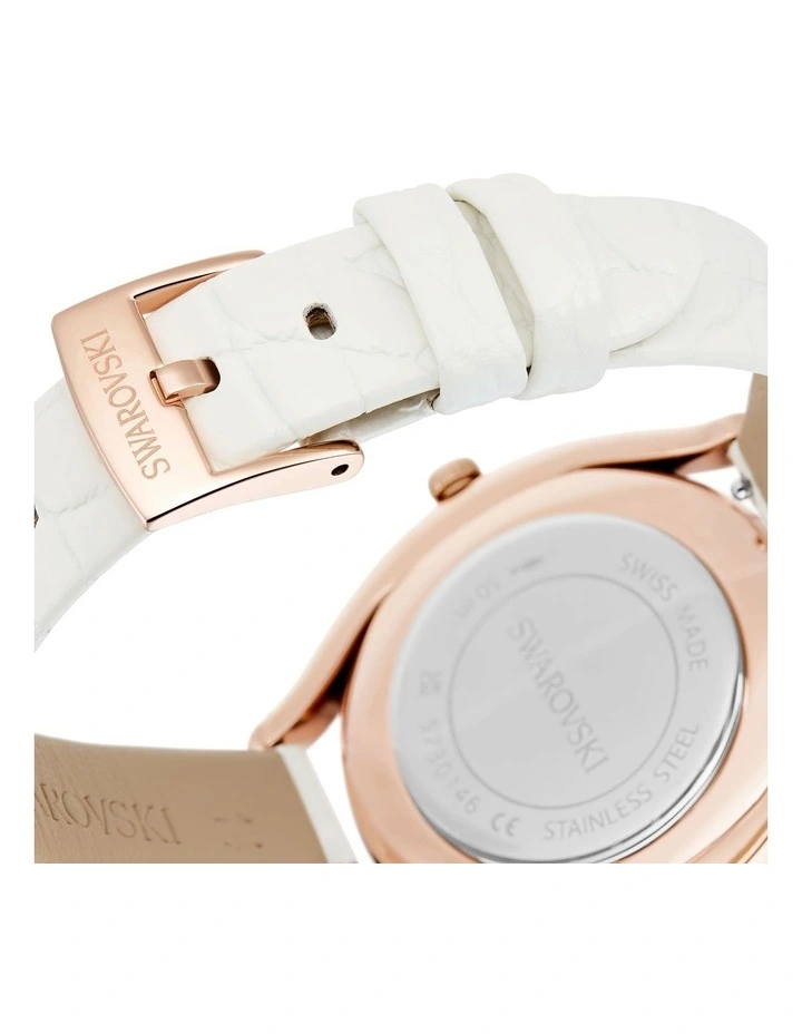 Rose Gold-Tone Finish Crystalline Aura Watch in White image 7