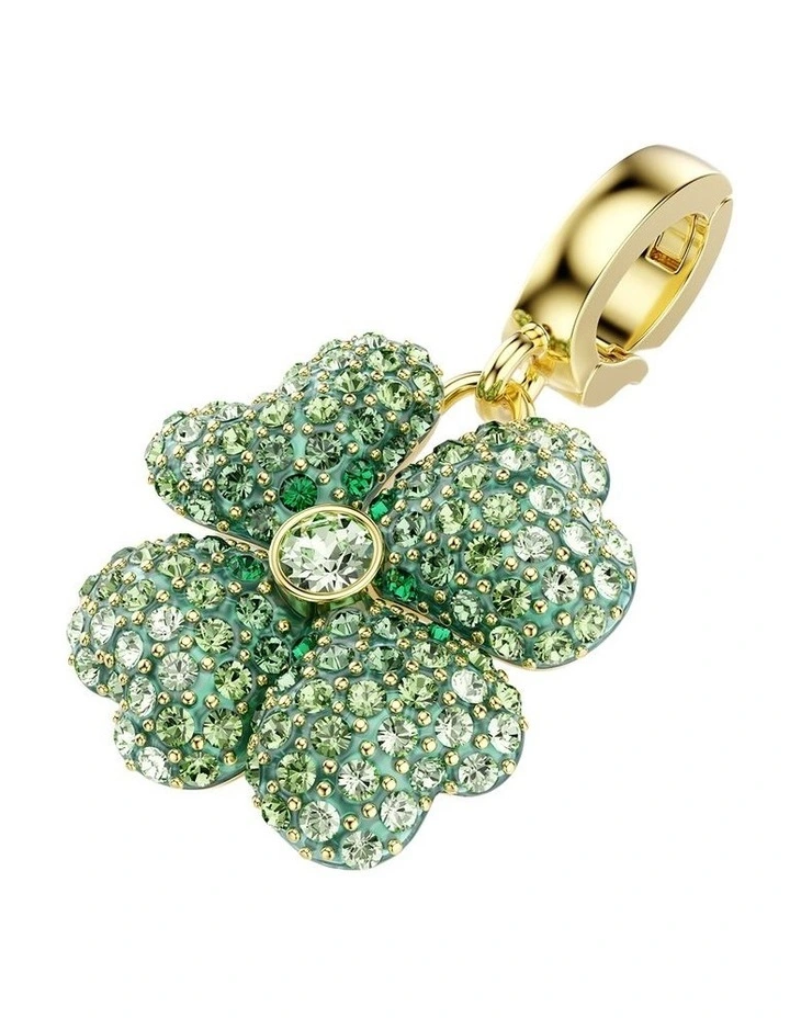 Idyllia Clover Gold-Tone Plated Charm in Green image 2