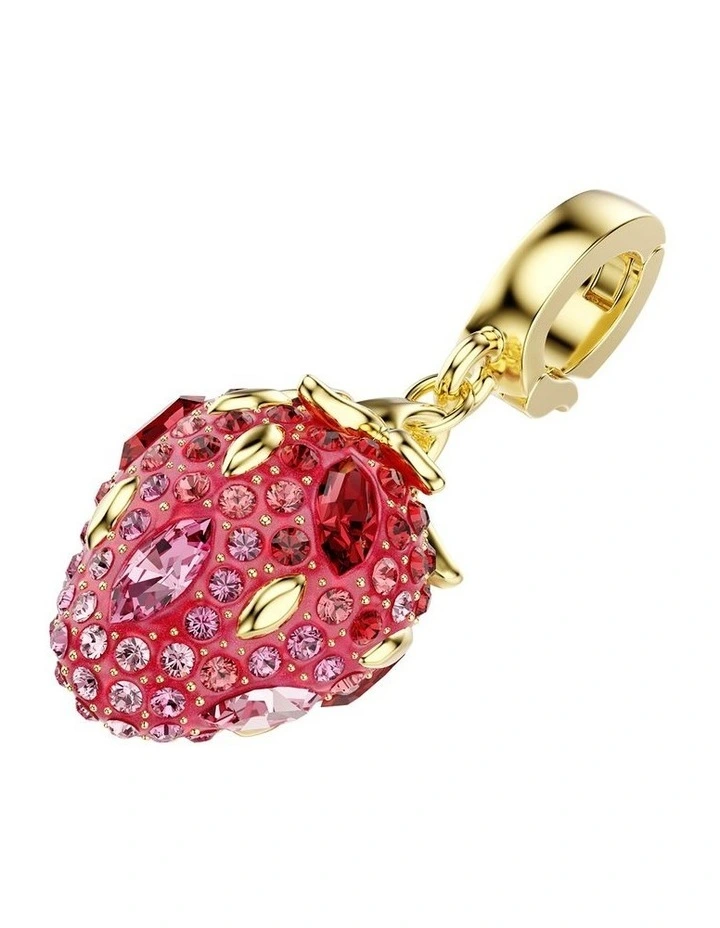 Idyllia Mixed Cuts Strawberry Gold-Tone Plated Charm in Red image 2