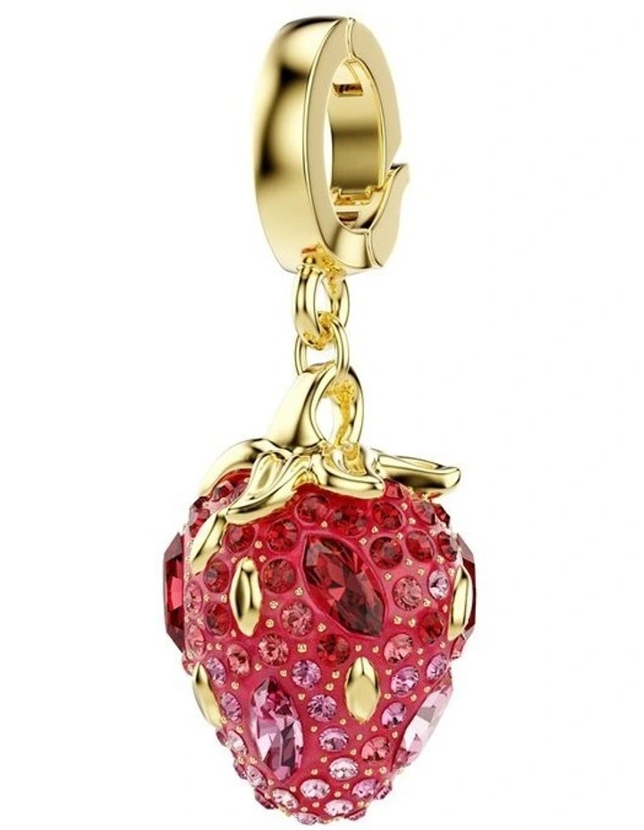 Idyllia Mixed Cuts Strawberry Gold-Tone Plated Charm in Red image 5