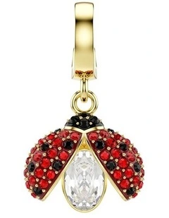 Idyllia Mixed Cuts Ladybug Gold-Tone Plated Charm in Red