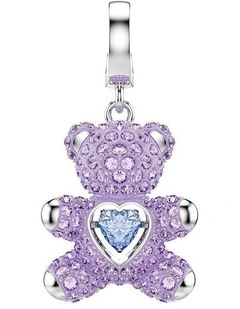 Idyllia Mixed Cuts Teddy Rhodium Plated Charm in Purple