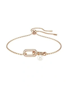 Constella Bracelet Crystal Pearl Round Cut 18K Rose Gold Finish in White