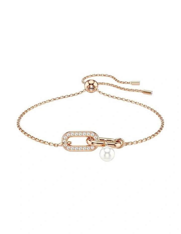 Constella Bracelet Crystal Pearl Round Cut 18K Rose Gold Finish in White image 1