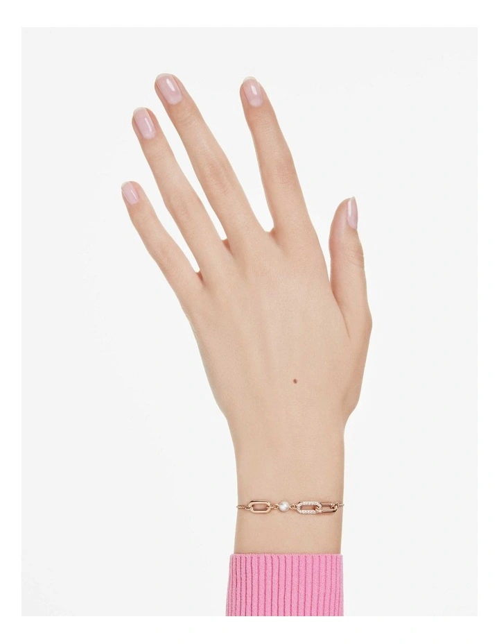 Constella Bracelet Crystal Pearl Round Cut 18K Rose Gold Finish in White image 5