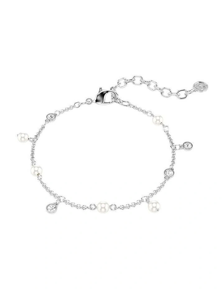 Imber Bracelet Crystal Pearl Round Cut Rhodium Plated in White image 1