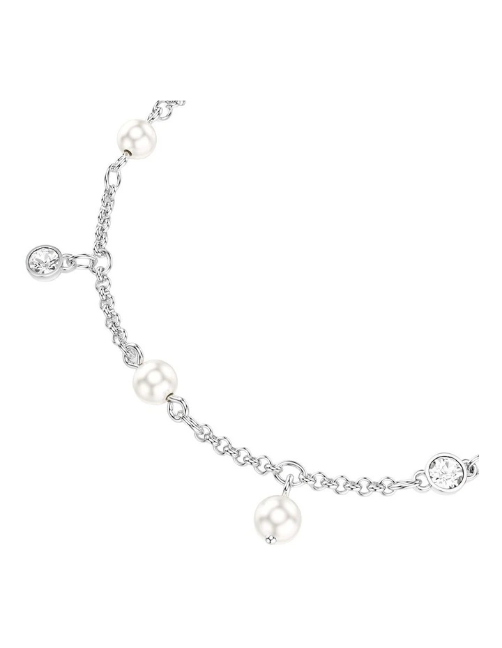 Imber Bracelet Crystal Pearl Round Cut Rhodium Plated in White image 2