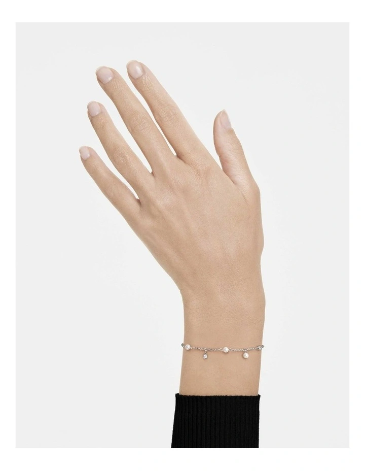 Imber Bracelet Crystal Pearl Round Cut Rhodium Plated in White image 5