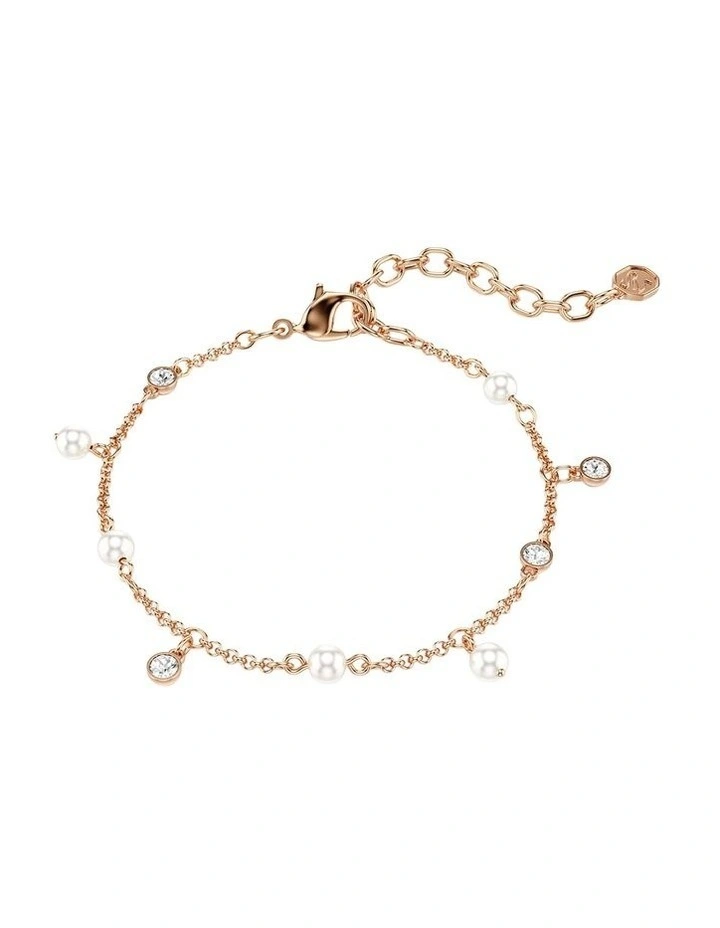 Imber Bracelet Crystal Pearl Round Cut 18K Rose Gold Finish in White image 1