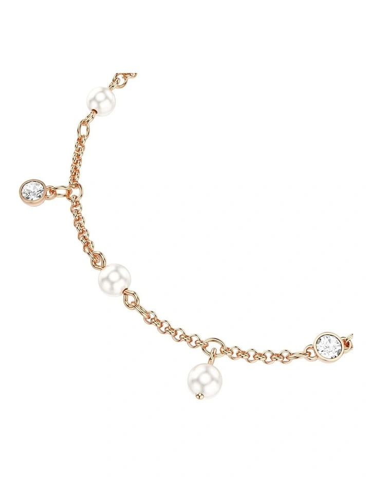 Imber Bracelet Crystal Pearl Round Cut 18K Rose Gold Finish in White image 2