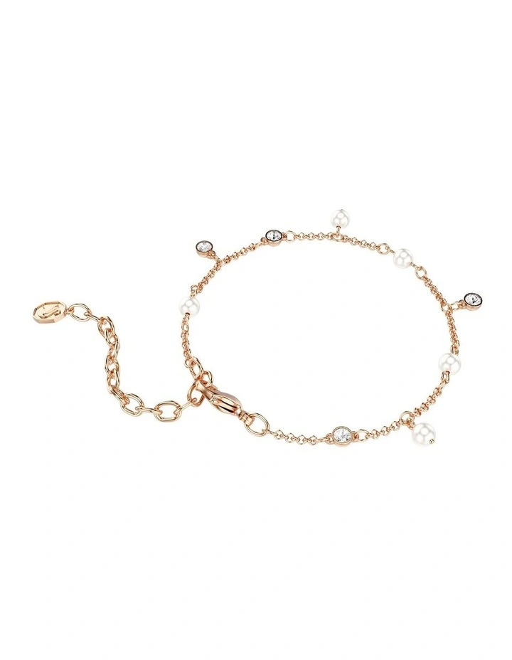 Imber Bracelet Crystal Pearl Round Cut 18K Rose Gold Finish in White image 4