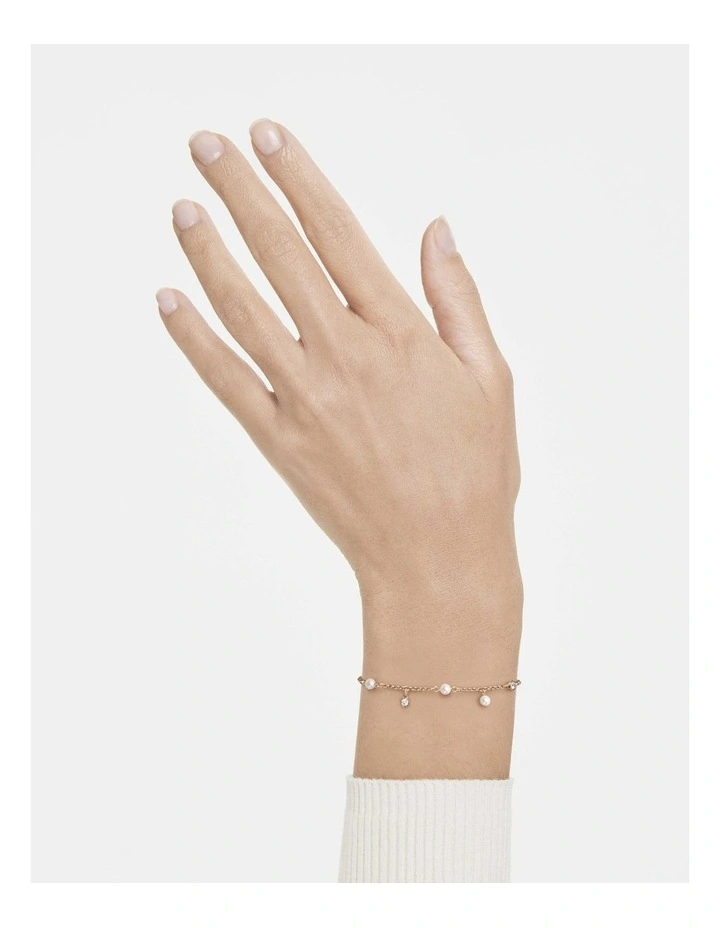 Imber Bracelet Crystal Pearl Round Cut 18K Rose Gold Finish in White image 5