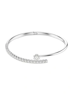 Matrix Bangle Round Cut Rhodium Plated in White
