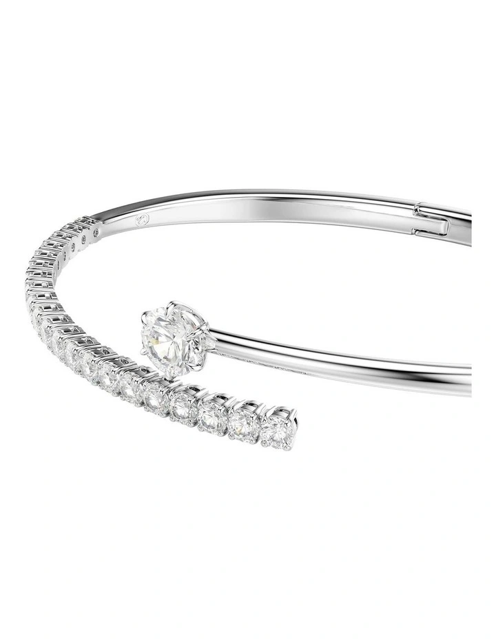 Matrix Bangle Round Cut Rhodium Plated in White image 2