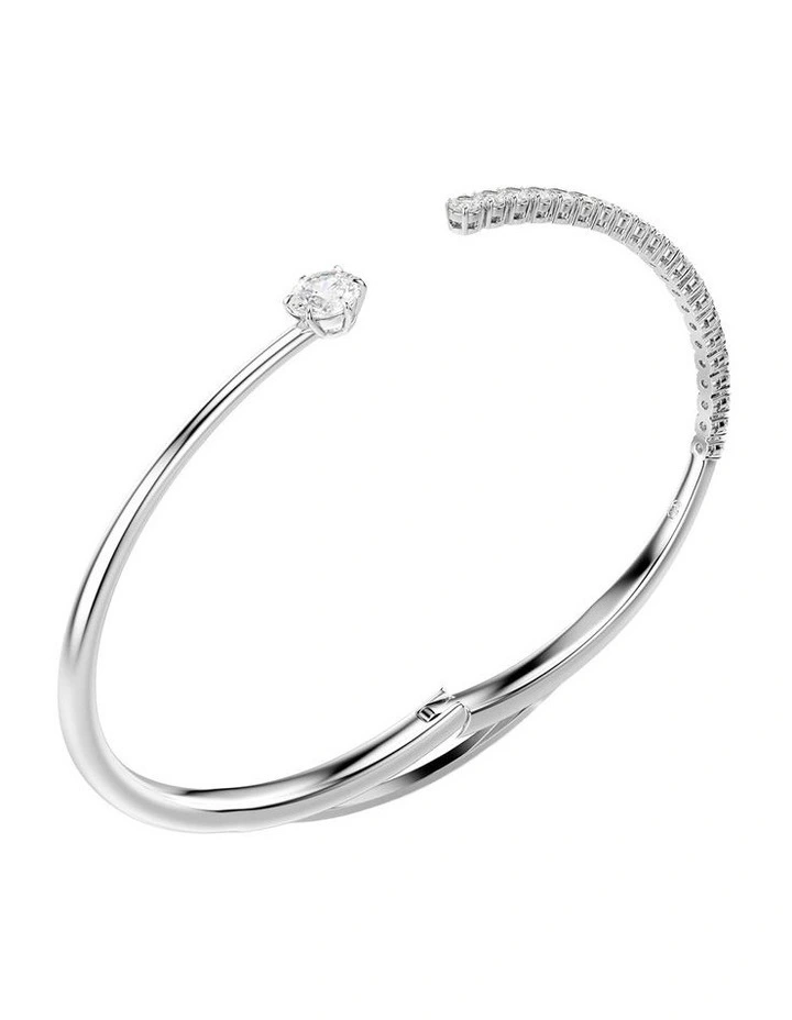 Matrix Bangle Round Cut Rhodium Plated in White image 3