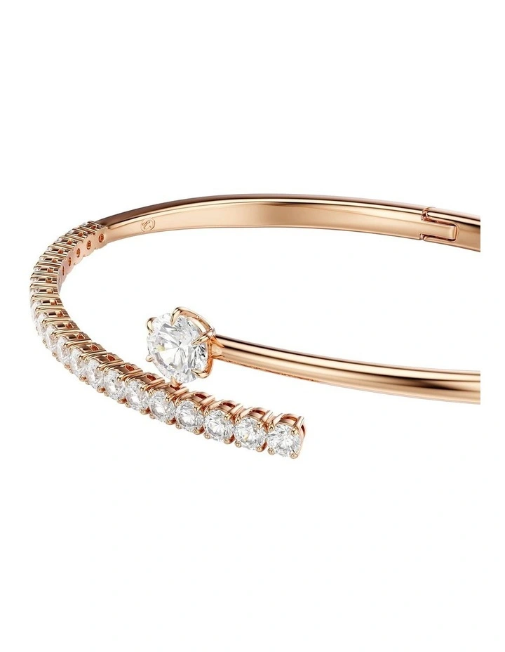 Matrix Bangle Round Cut 18K Rose Gold Finish in White image 2