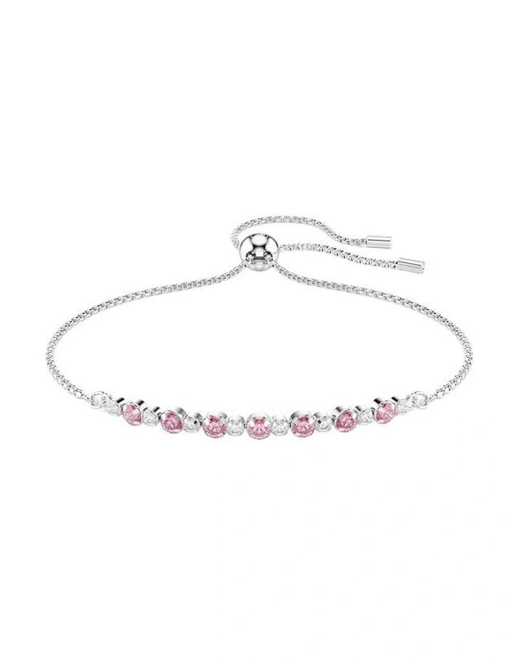 Matrix bracelet Round cut Rhodium plated in Pink image 1