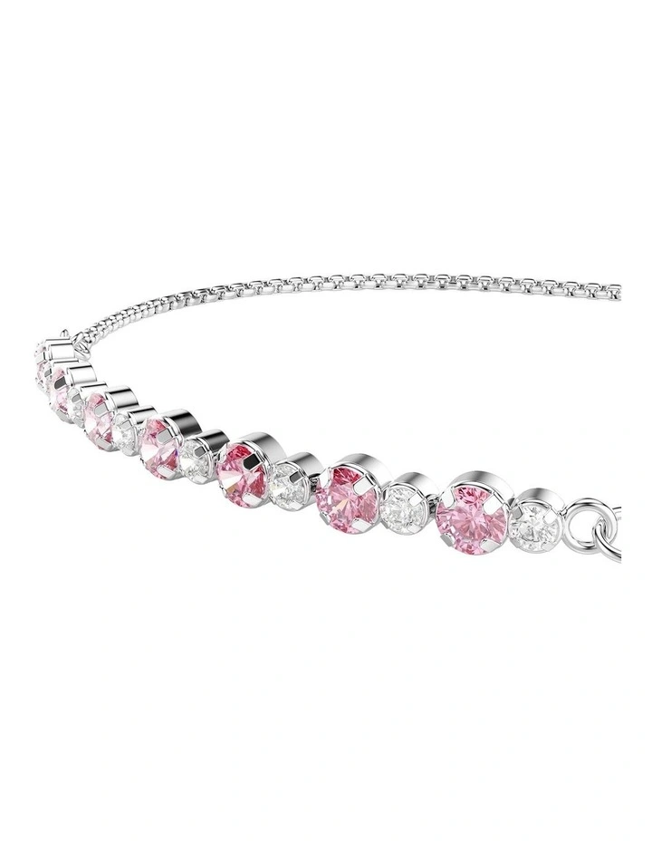 Matrix bracelet Round cut Rhodium plated in Pink image 2