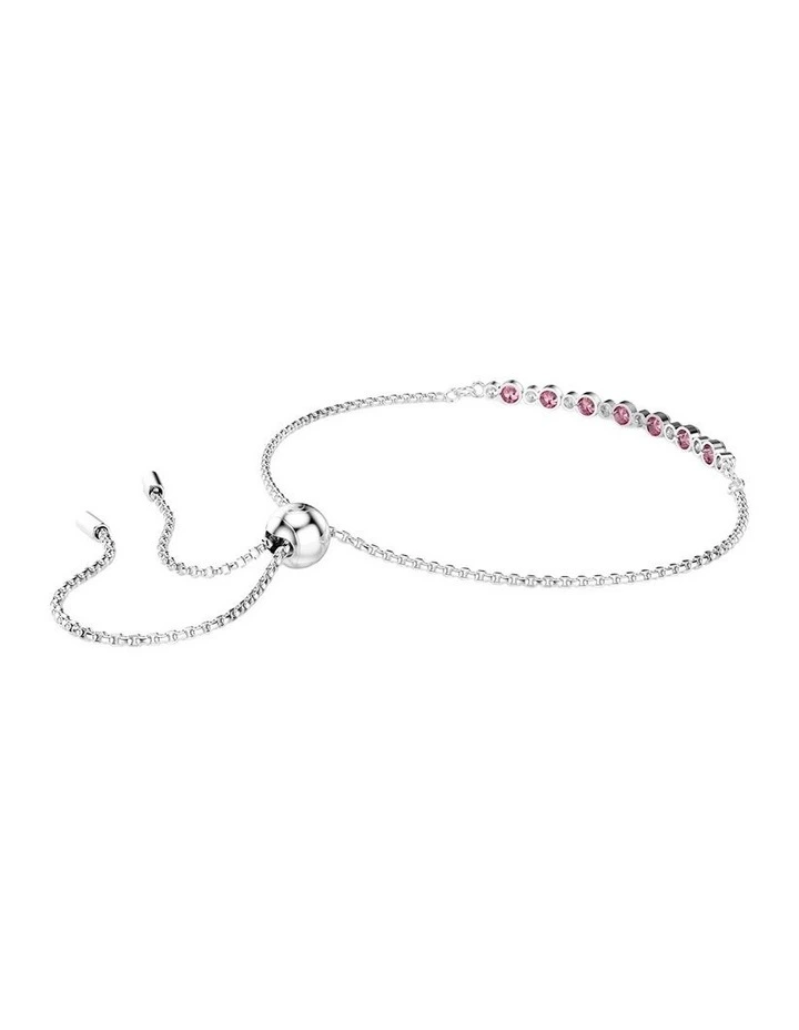Matrix bracelet Round cut Rhodium plated in Pink image 4
