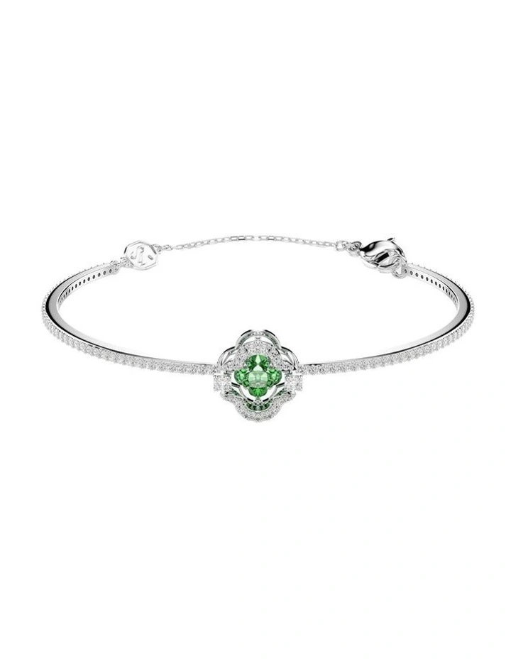 Una Angelic bangle Mixed cuts Rhodium plated in Green image 1