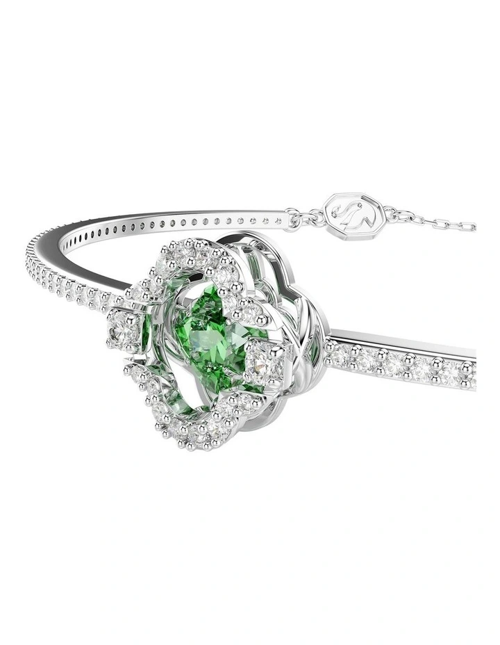 Una Angelic bangle Mixed cuts Rhodium plated in Green image 2
