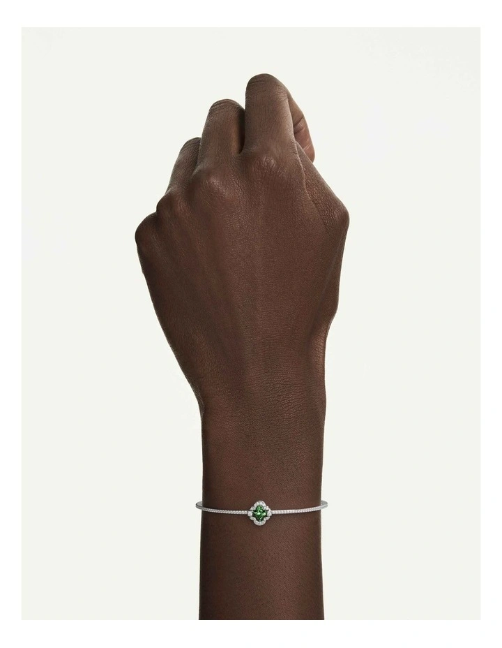 Una Angelic bangle Mixed cuts Rhodium plated in Green image 5