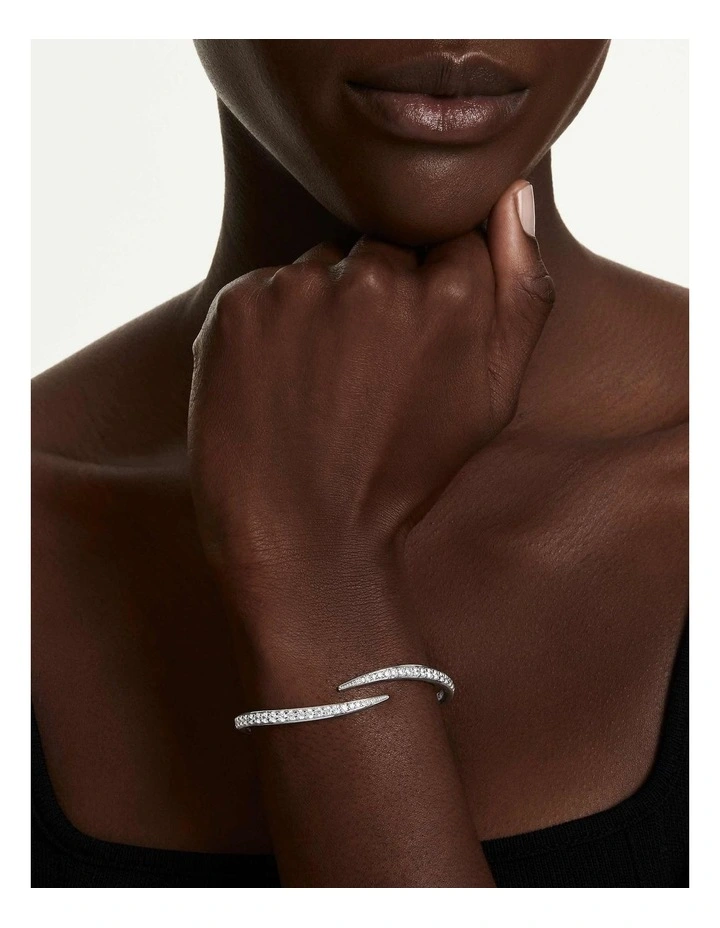 Vienna bangle Round cut Swan Rhodium plated in White image 5