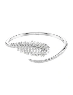 Vienna bangle Mixed cuts Feather Rhodium plated in White