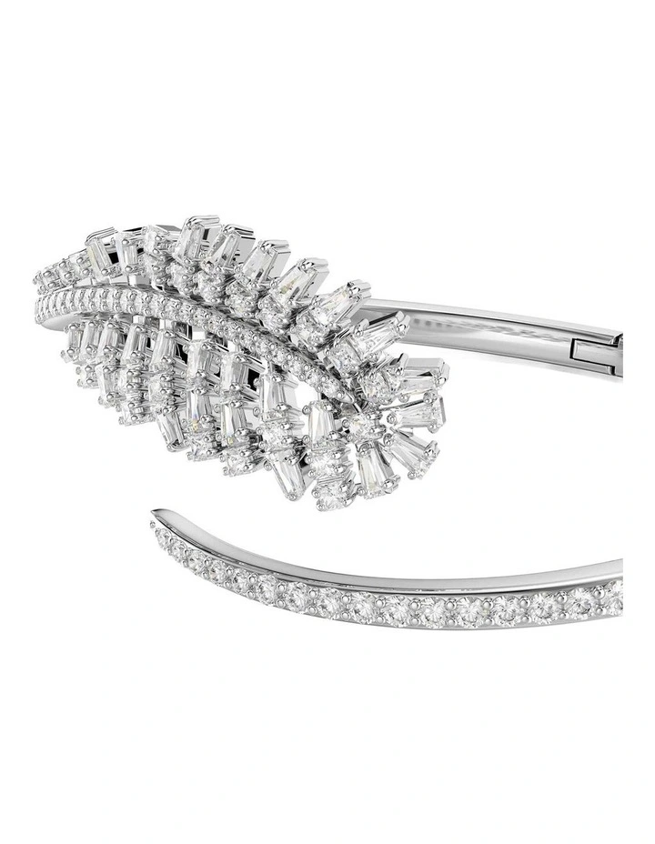 Vienna bangle Mixed cuts Feather Rhodium plated in White image 2