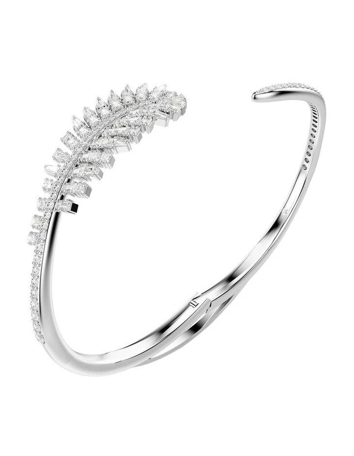Vienna bangle Mixed cuts Feather Rhodium plated in White image 3