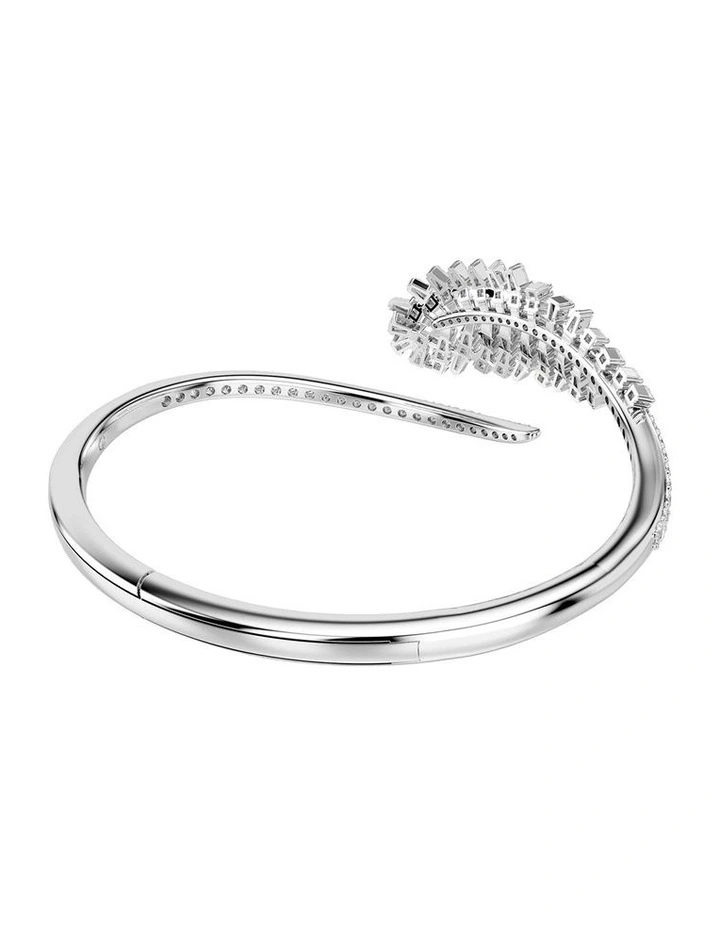 Vienna bangle Mixed cuts Feather Rhodium plated in White image 4