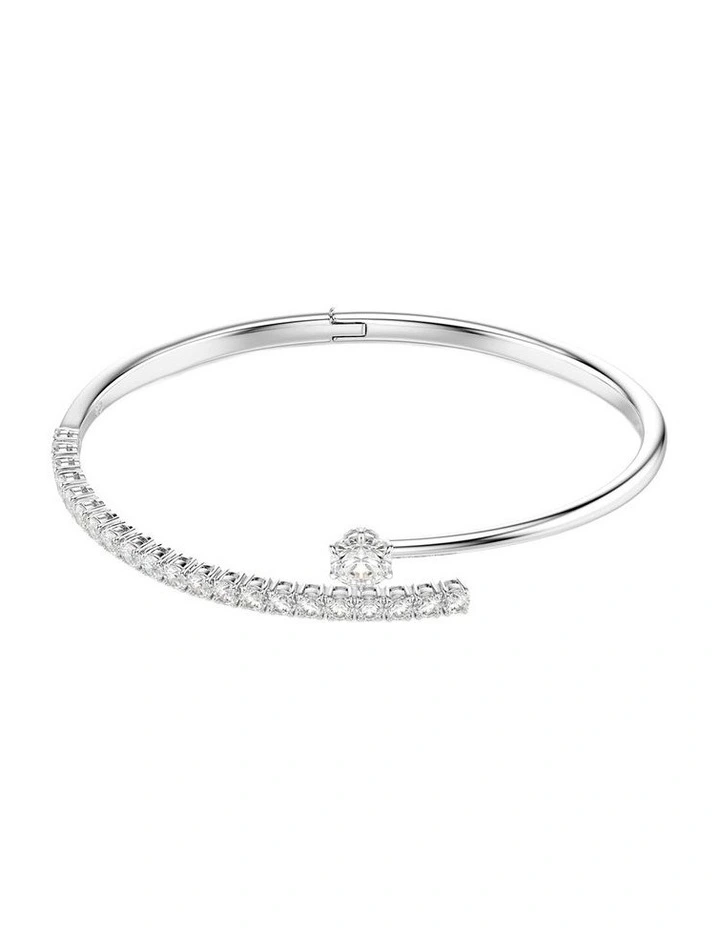 Matrix bangle Round cut Rhodium plated in White image 1